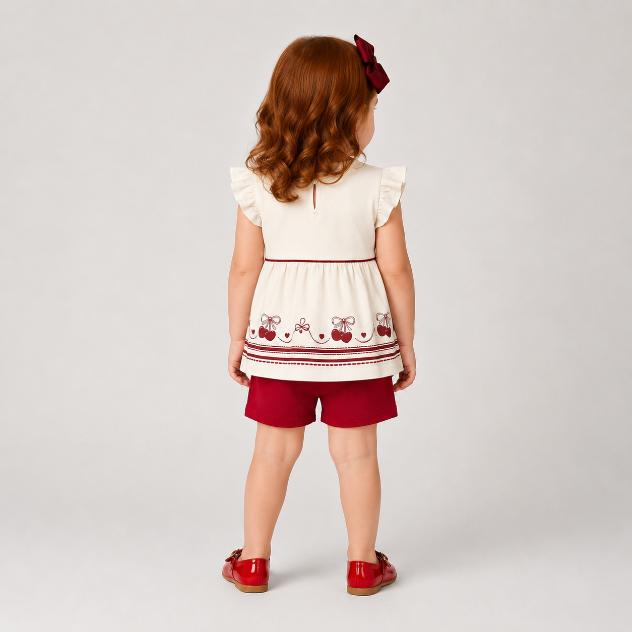 Conjunto Infantil Feminino Alakazoo Cerejas Malha Nikko Blusa Batinha e Short