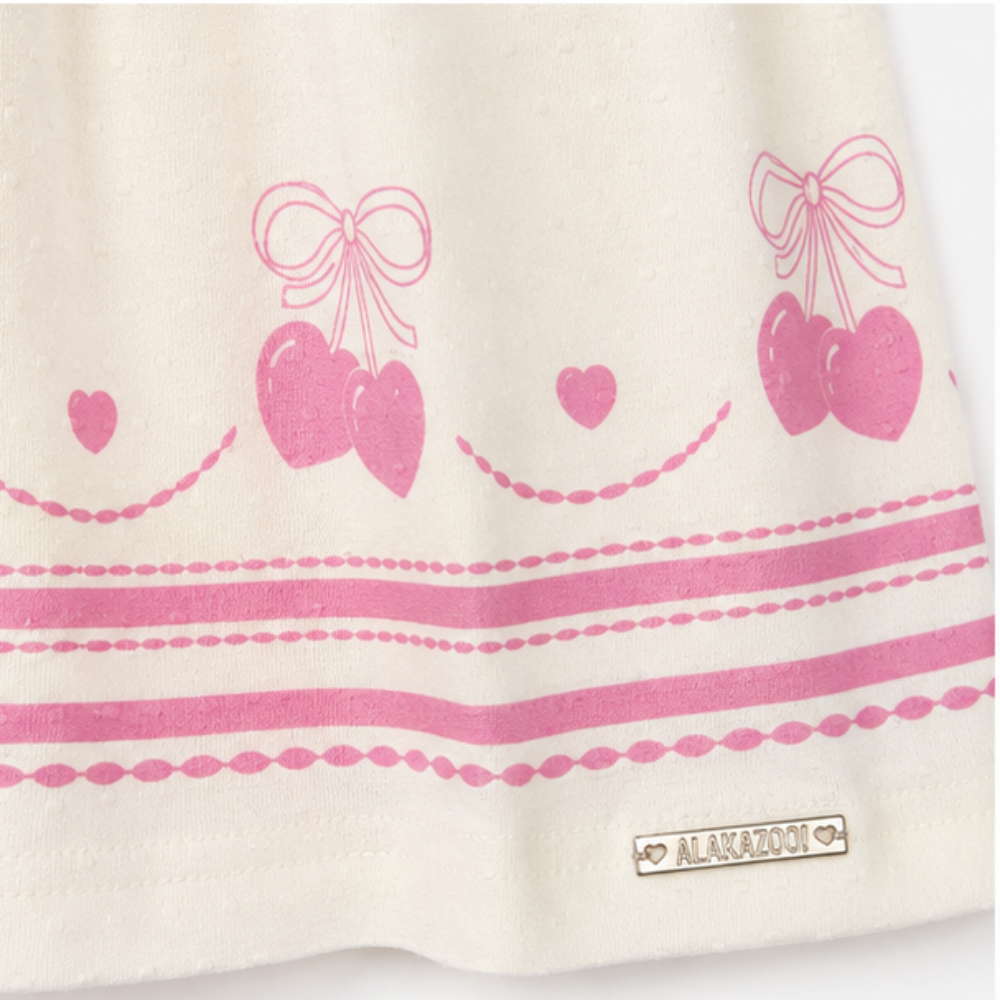 Conjunto Infantil Feminino Alakazoo Cerejas Malha Nikko Blusa Batinha e Short