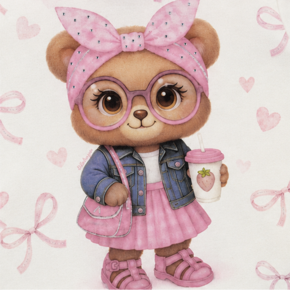 Blusa Infantil Feminina Alakazoo Ursinha Estilosa em Moletinho Leve