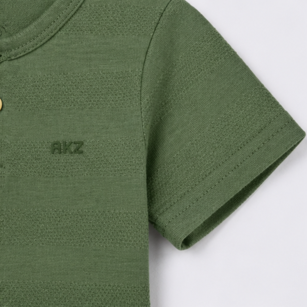 Conjunto Infantil Masculino Alakazoo Camiseta Henley e Bermuda
