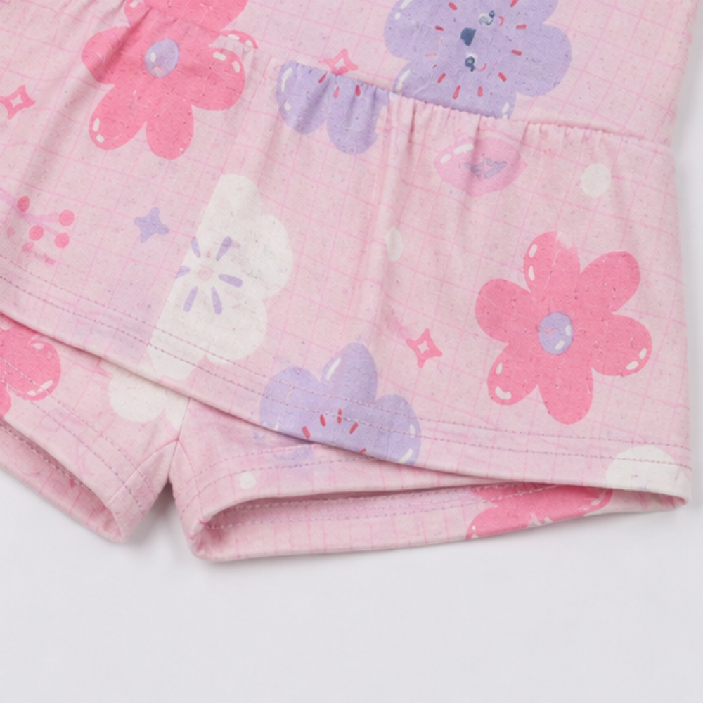 Conjunto Infantil Feminino Alakazoo Blooming Flowers Blusa e Short-Saia