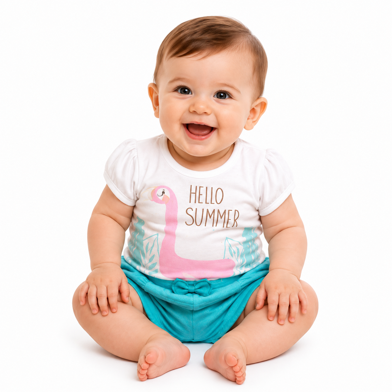 Conjunto Feminino Presente de Anjo Camiseta Silk e Short Coupé