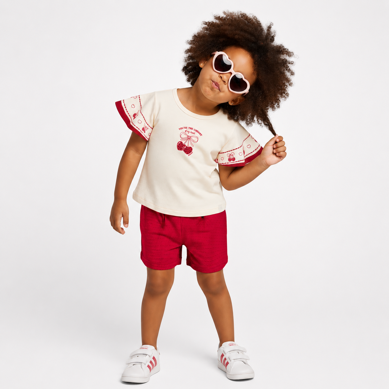 Conjunto Infantil Feminino Alakazoo The Cherry Blusa Alcinha e Short Casual
