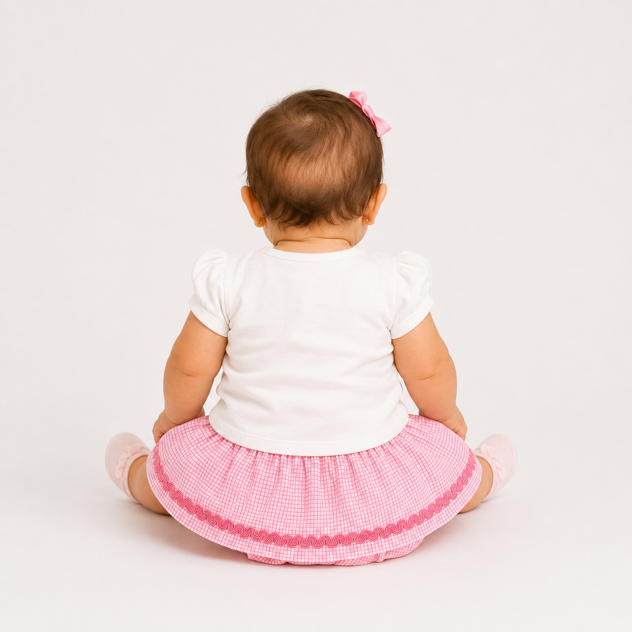 Conjunto Infantil Feminino Alakazoo Bebê Ursinha Sweet Bear e Short-Saia Xadrez
