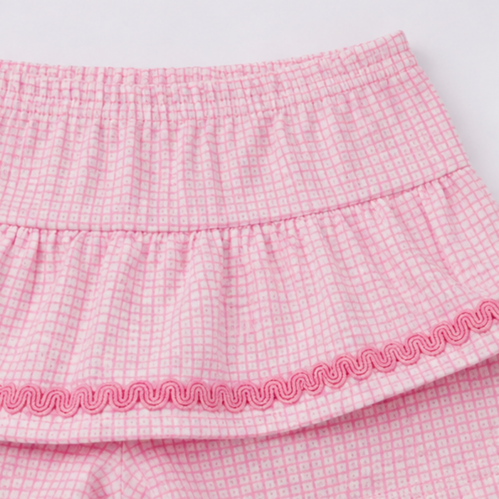 Conjunto Infantil Feminino Alakazoo Bebê Ursinha Sweet Bear e Short-Saia Xadrez