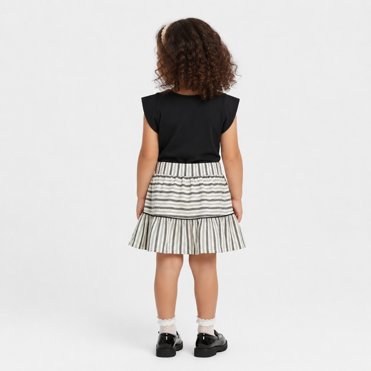 Conjunto Infantil Feminino Alakazoo Short-Saia Listrado e Blusa Brilho