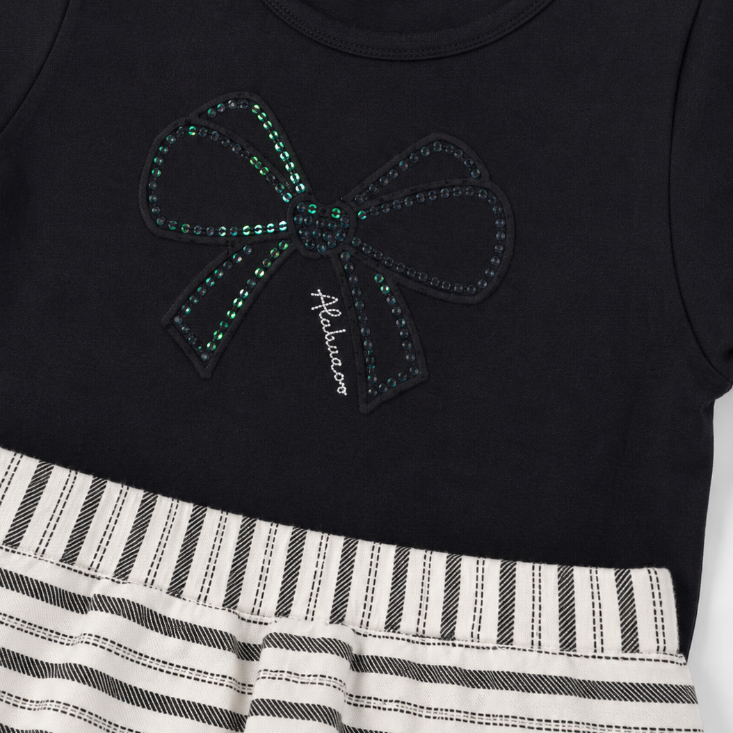 Conjunto Infantil Feminino Alakazoo Short-Saia Listrado e Blusa Brilho