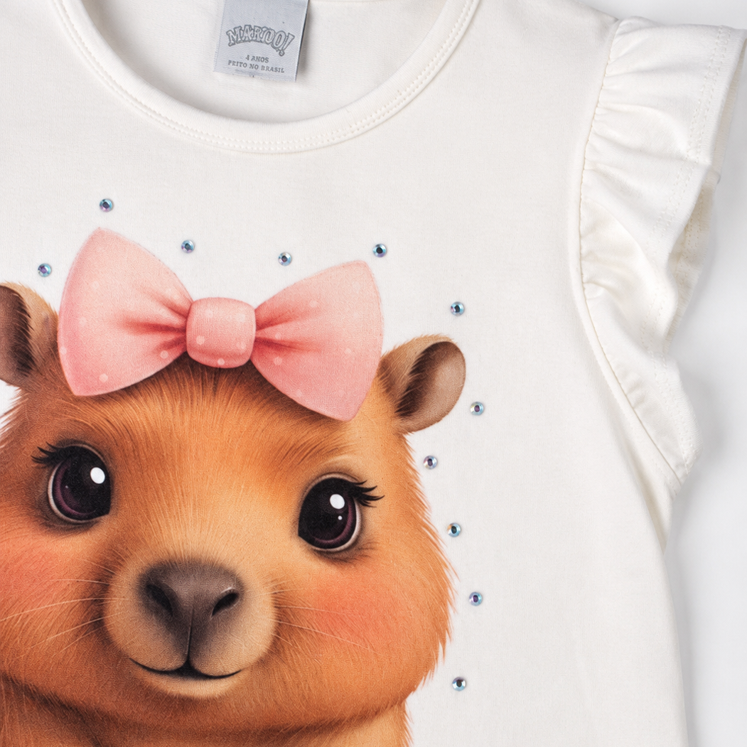 Blusa Infantil Feminina Alakazoo Capivara Bailarina Algodão