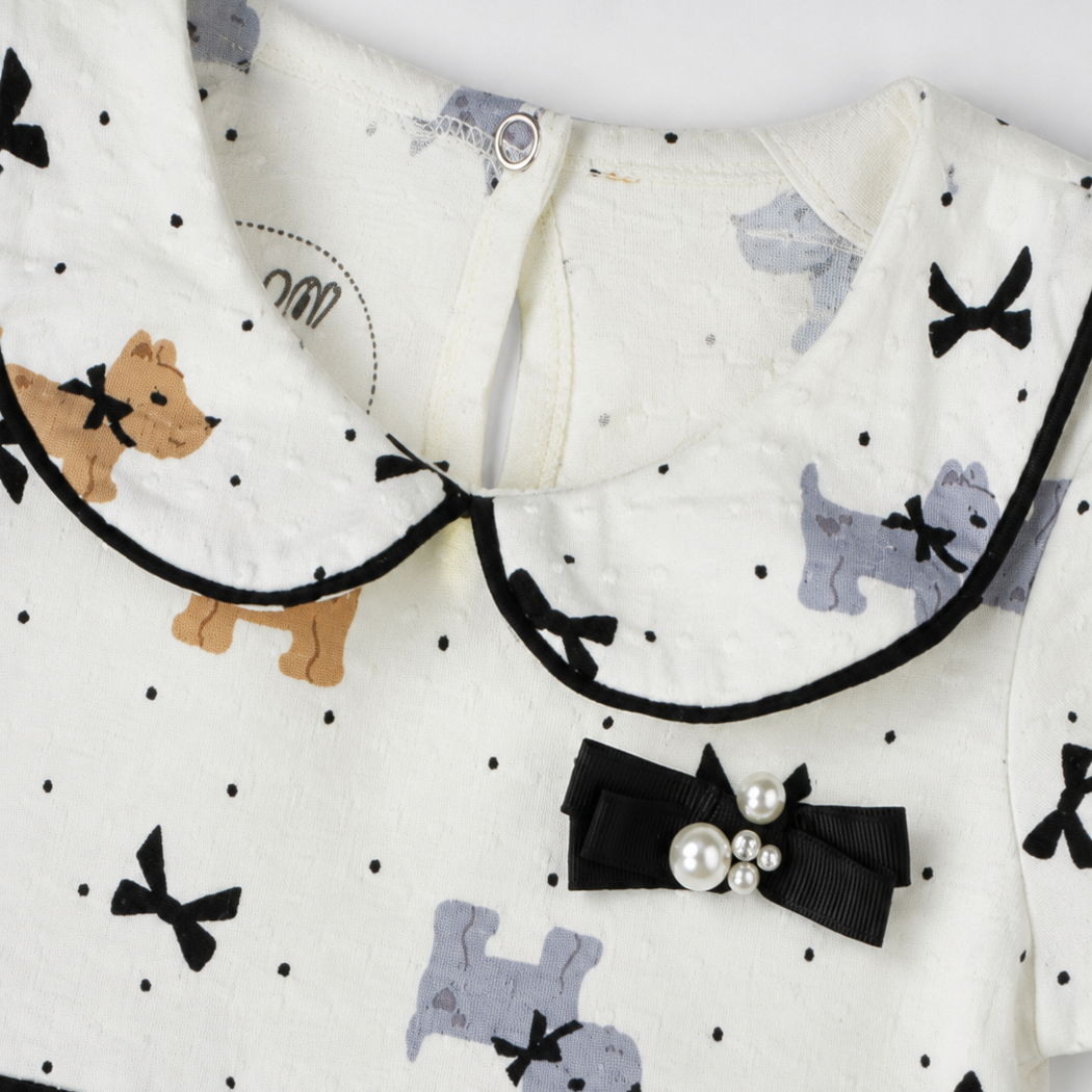 Vestido Infantil Alakazoo Cachorrinhos Malha Nikko Gola Boneca