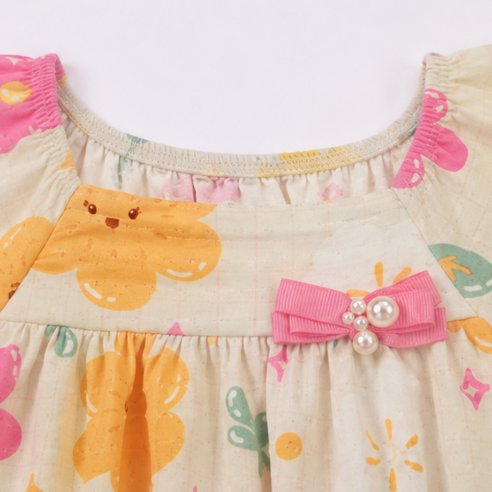 Vestido Infantil Alakazoo Flores Malha Nikko Casual