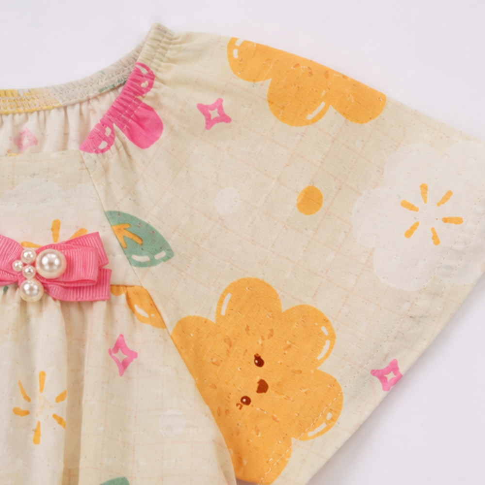 Vestido Infantil Alakazoo Flores Malha Nikko Casual