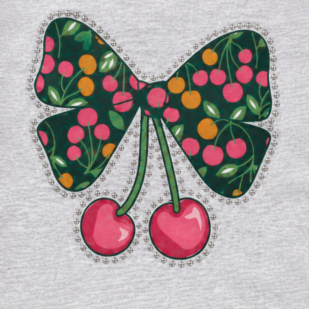 Conjunto Infantil Feminino Kyly Cerejas com Strass - Blusa + Short-Saia