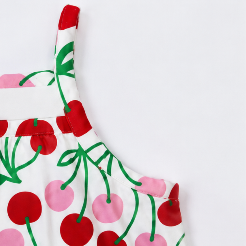 Vestido Infantil Feminino Kyly Cerejas Alcinha Verão