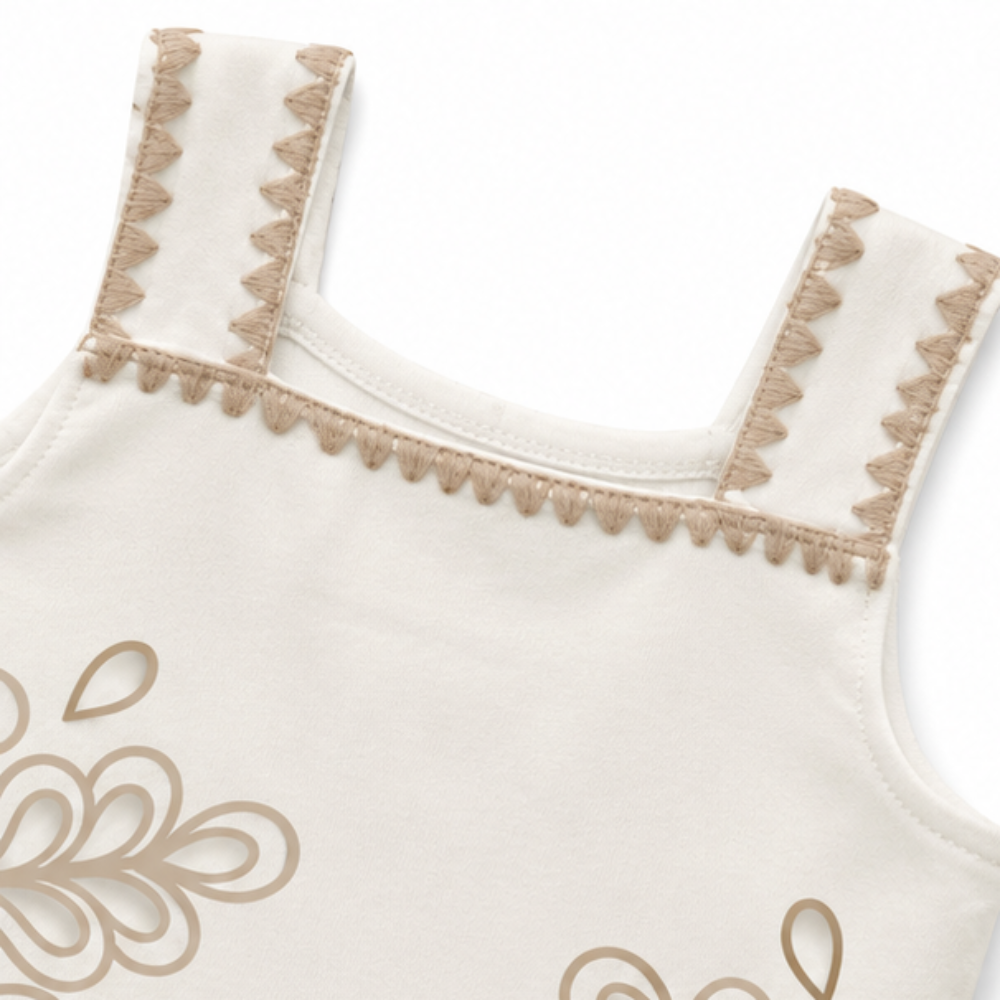 Conjunto Infantil Feminino Milon Floral Vazado  Cropped e Short Saia