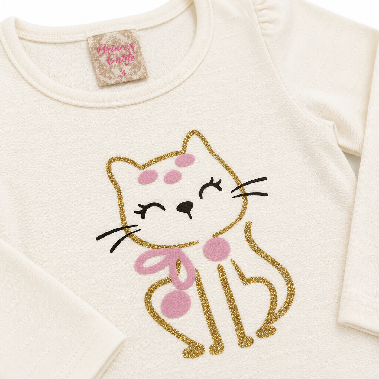 Blusa Manga Longa Feminina Brincar e Arte Gatinha Piquet Molin