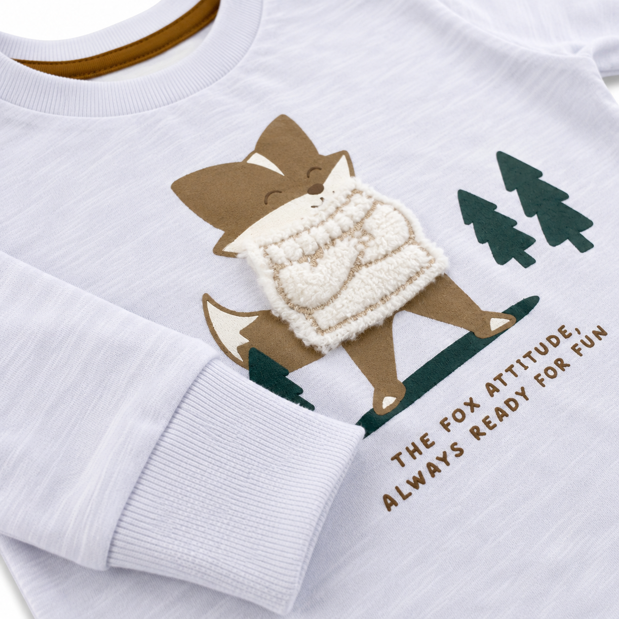 Camiseta Manga Longa Masculina Brincar e Arte Raposa The Fox Malha Flame
