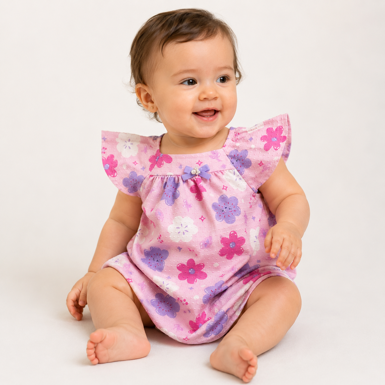 Vestido Infantil Alakazoo Flores Malha Nikko Casual
