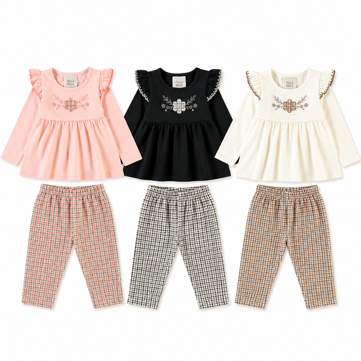Conjunto Infantil Feminino Pulla Bulla Flor Bordada - Conforto, Estilo e Delicadeza Clássica