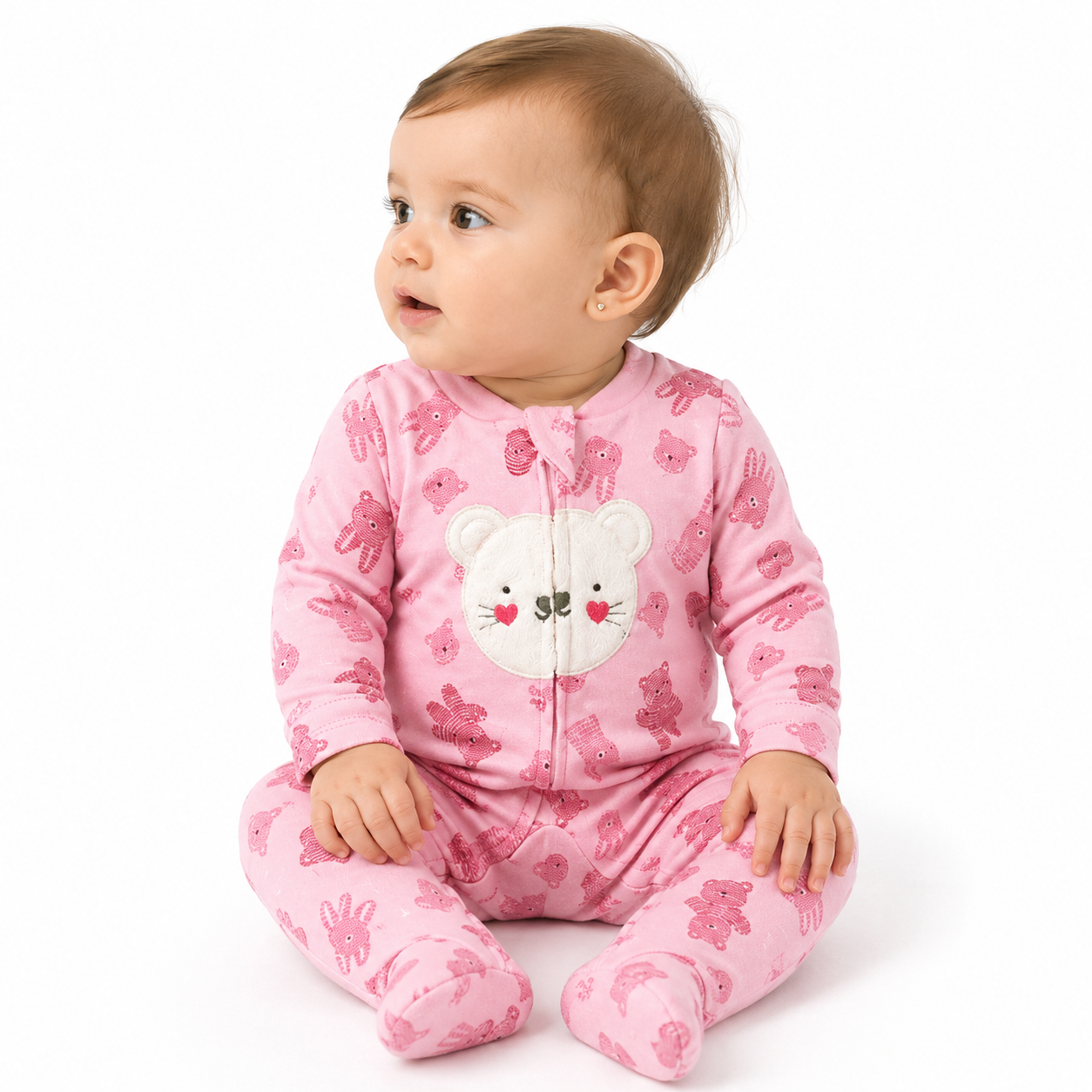 Macacão Feminino Manga Longa Kiko Baby Ursinha com Zíper