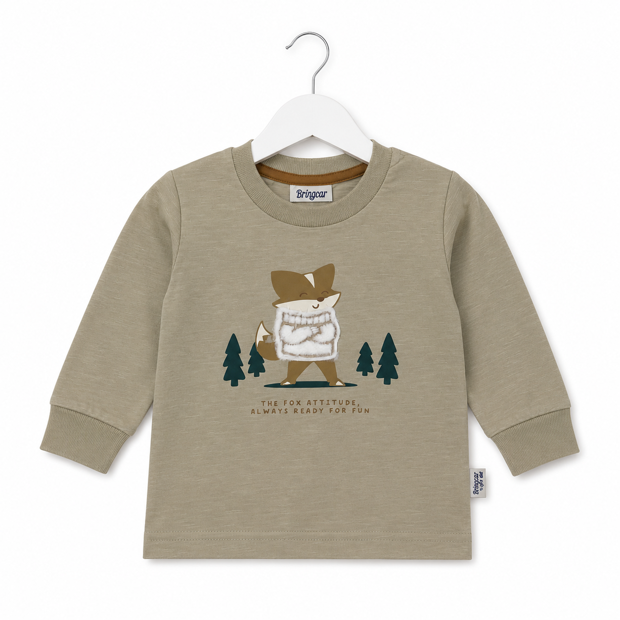 Camiseta Manga Longa Masculina Brincar e Arte Raposa The Fox Malha Flame