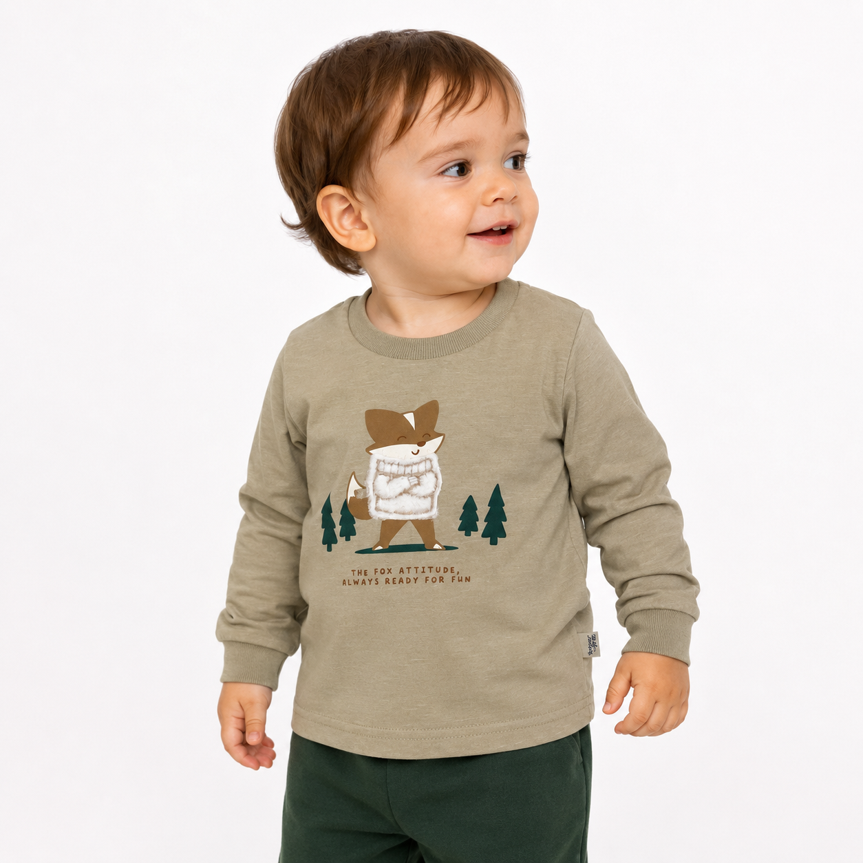 Camiseta Manga Longa Masculina Brincar e Arte Raposa The Fox Malha Flame