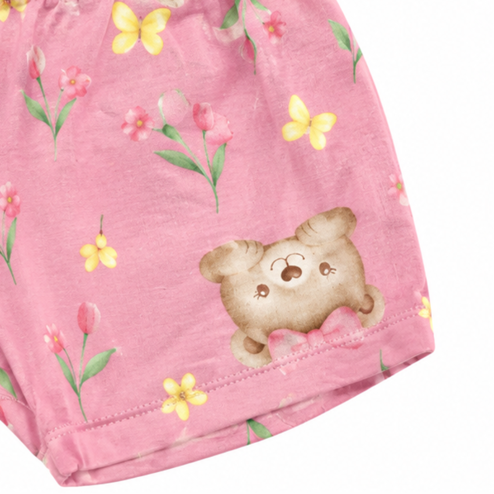 Conjunto Feminino Kyly Bebê Ursinha e Borboletas Body e Tapa-Fraldas&nbsp;