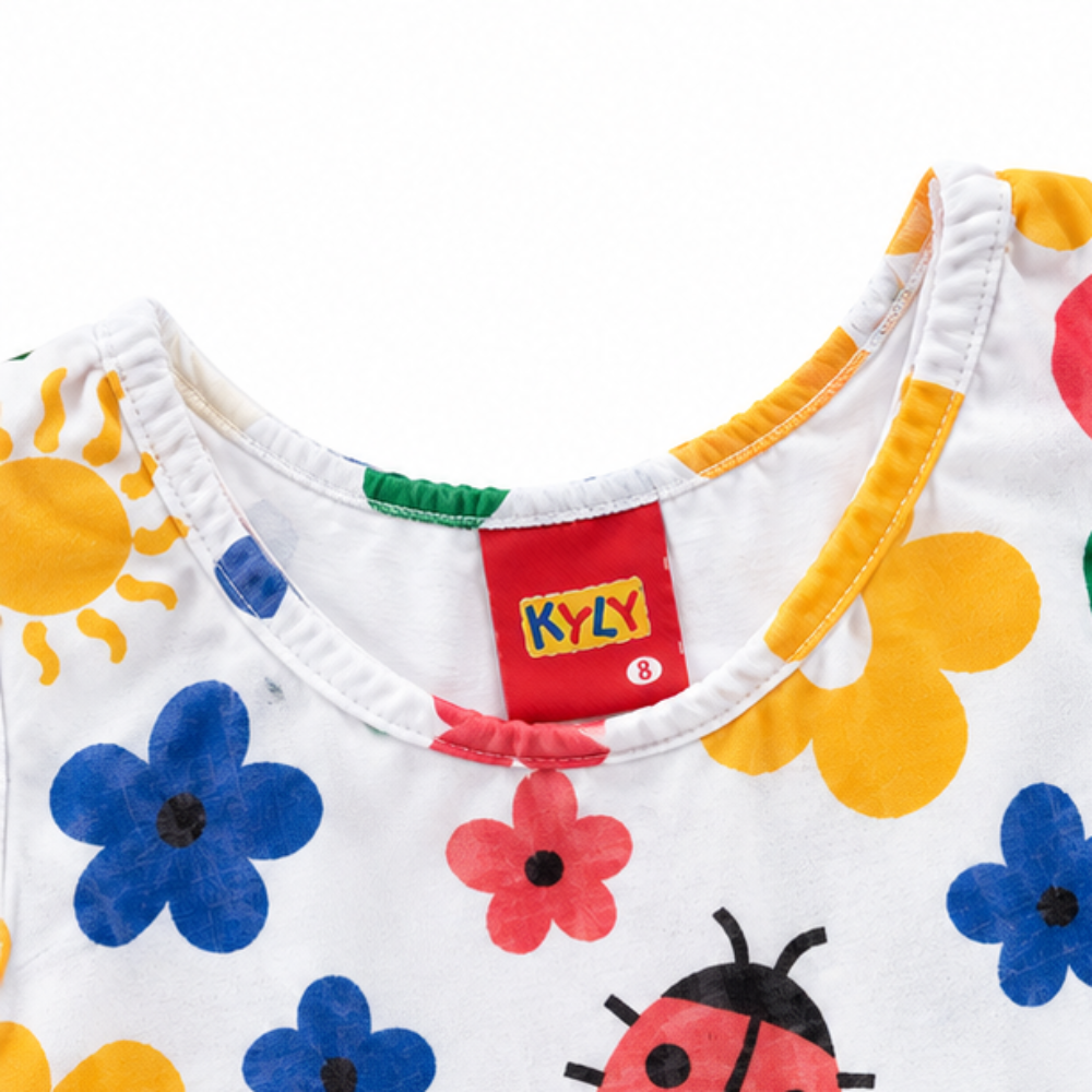 Vestido Feminino Kyly Bebê Regata Joaninha e Flores