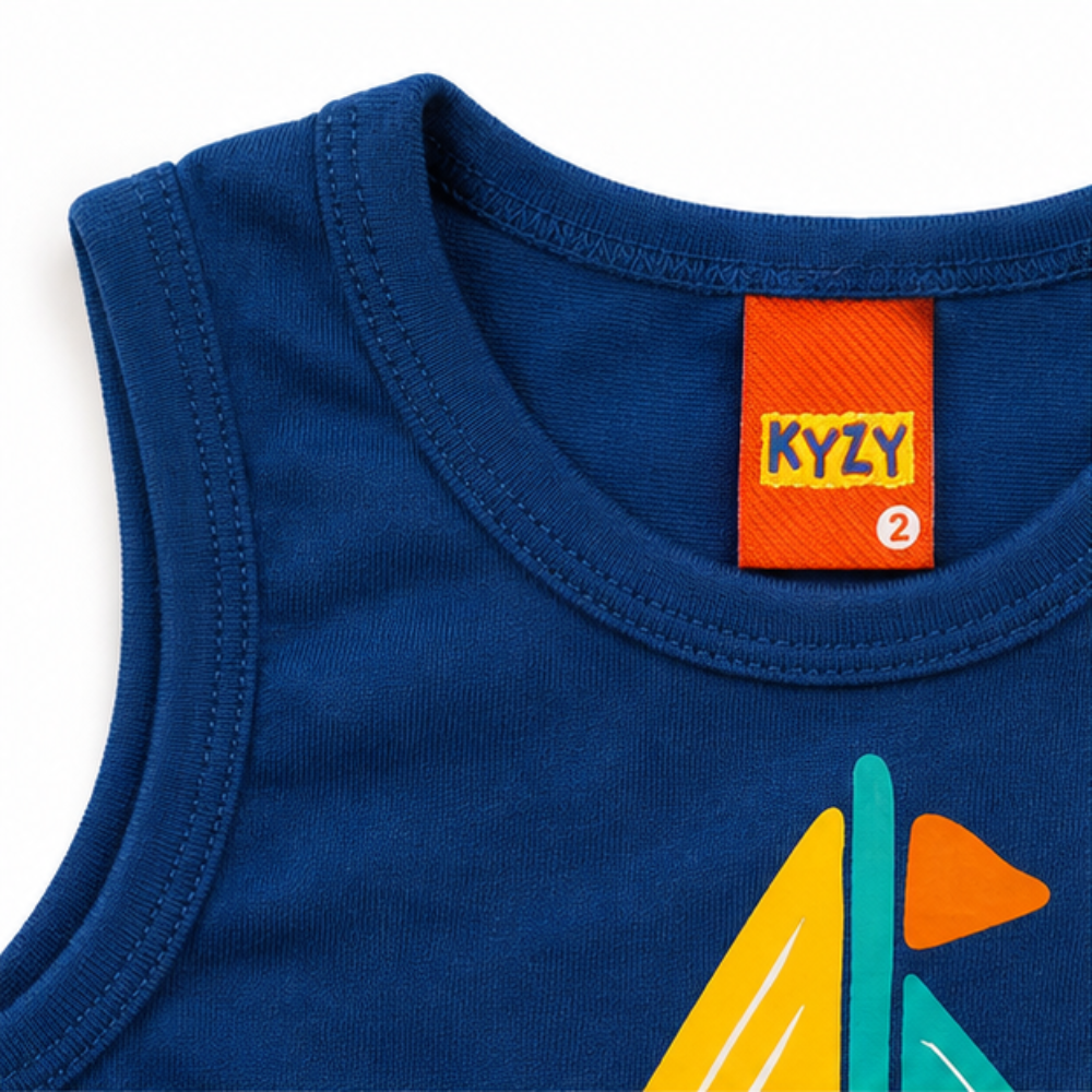 Conjunto Bebê Masculino Regata e Short Kyly Barco Summer