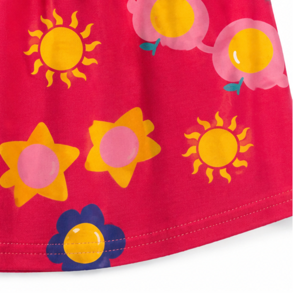Vestido Infantil Feminino Kyly Estampa Divertida Óculos e Sol