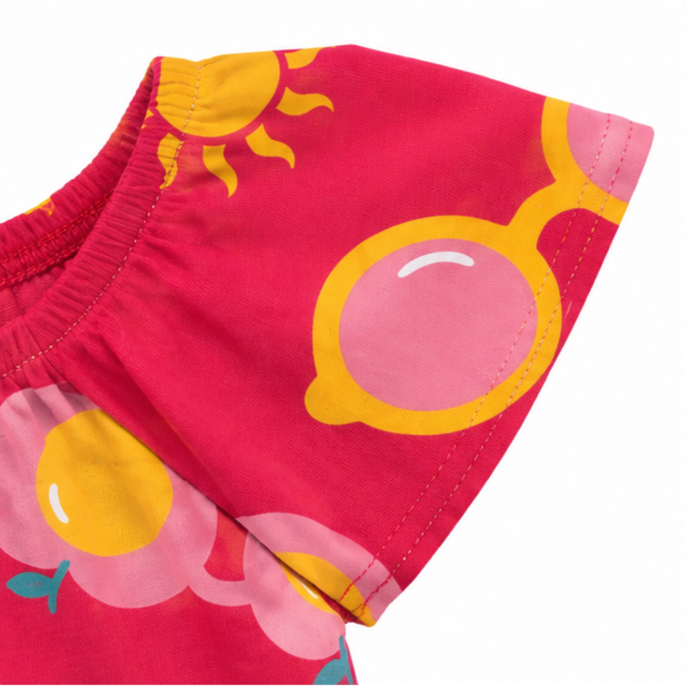 Vestido Infantil Feminino Kyly Estampa Divertida Óculos e Sol
