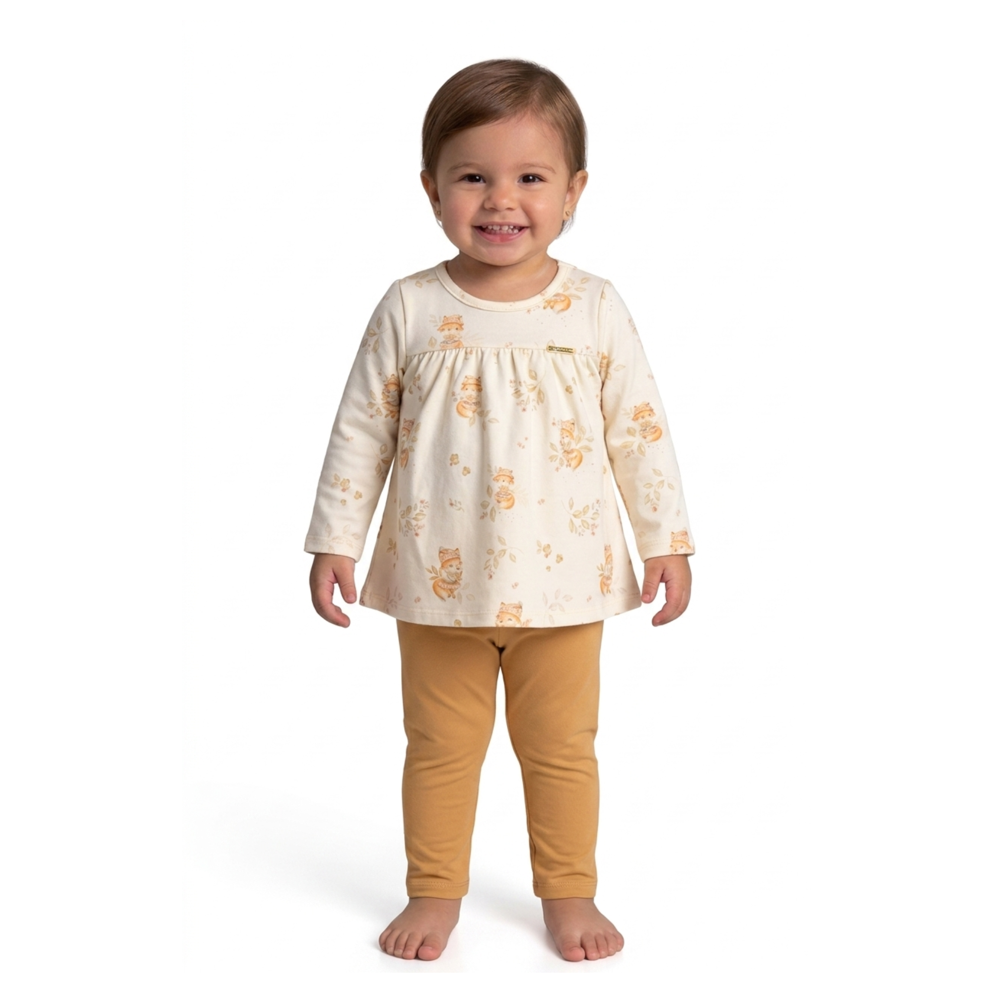 Conjunto Infantil Feminino Pulla Bulla Raposinha Floral