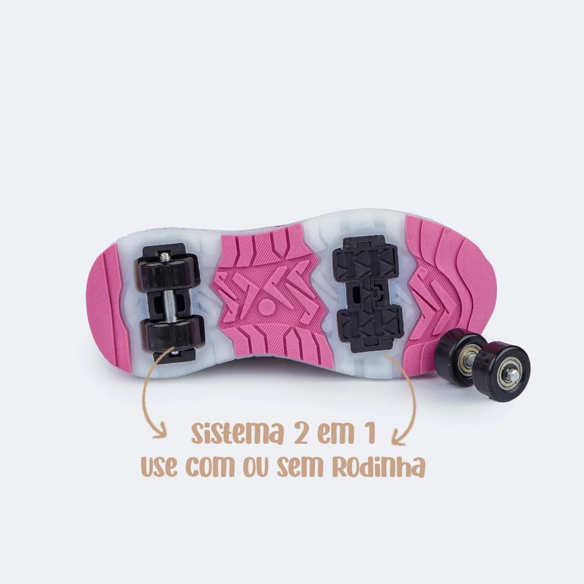 Tênis Infantil Menina Pampili Fly Cano Médio Rodinhas Led Asas 3D