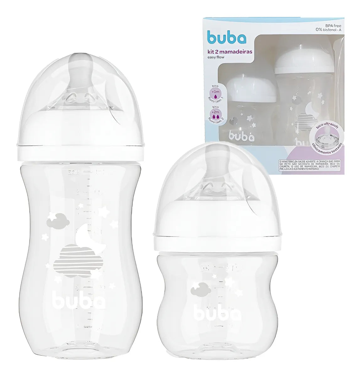 Kit Mamadeiras Buba Easy Flow Nuvem 2 Peças