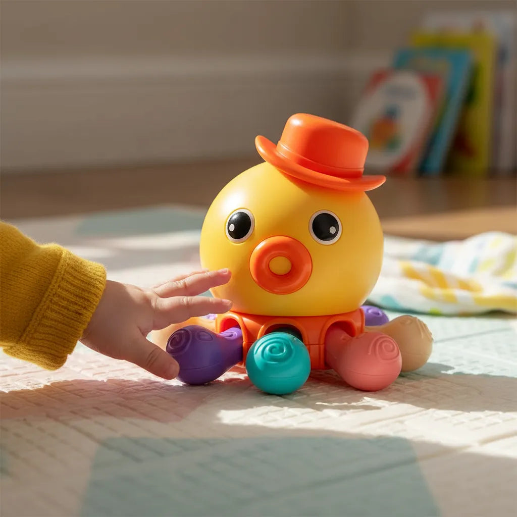 Polvinho Buba de Atividades +6M — Sensorial, Giratório, Com Buzina e Tentáculos Interativos