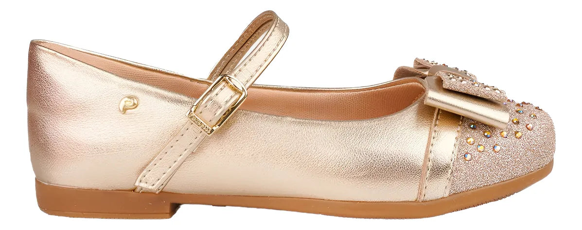 Sapatilha Infantil Festa Pampili Angel Laço com Glitter e Strass Confortável