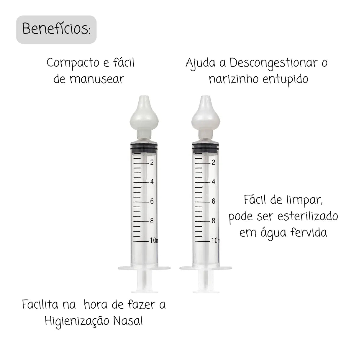 Kit Lavador Nasal Infantil Buba Seringa 10ml com Ponteira Silicone (2 Unidades)