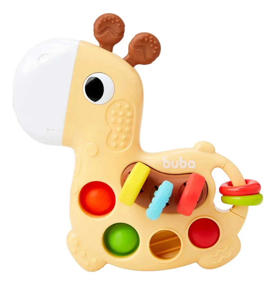 Girafinha de Atividades Buba +12M – Brinquedo Sensorial Educativo com Texturas e Acessórios