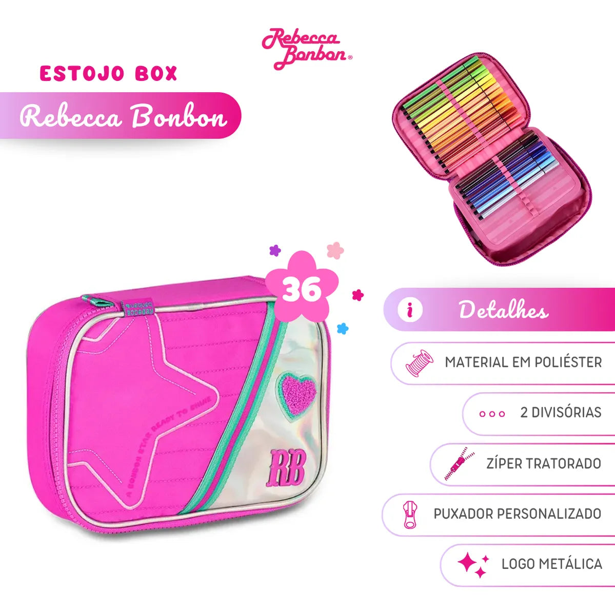 Estojo Rebecca Bonbon Holo Shine 36 Lapis