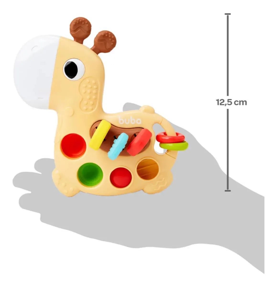 Girafinha de Atividades Buba +12M – Brinquedo Sensorial Educativo com Texturas e Acessórios