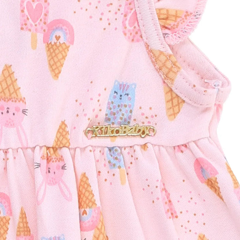 Macacão Infantil Feminino Kiko Baby Curto Sorvetes e Picolés – Conforto e Estilo para o Verão
