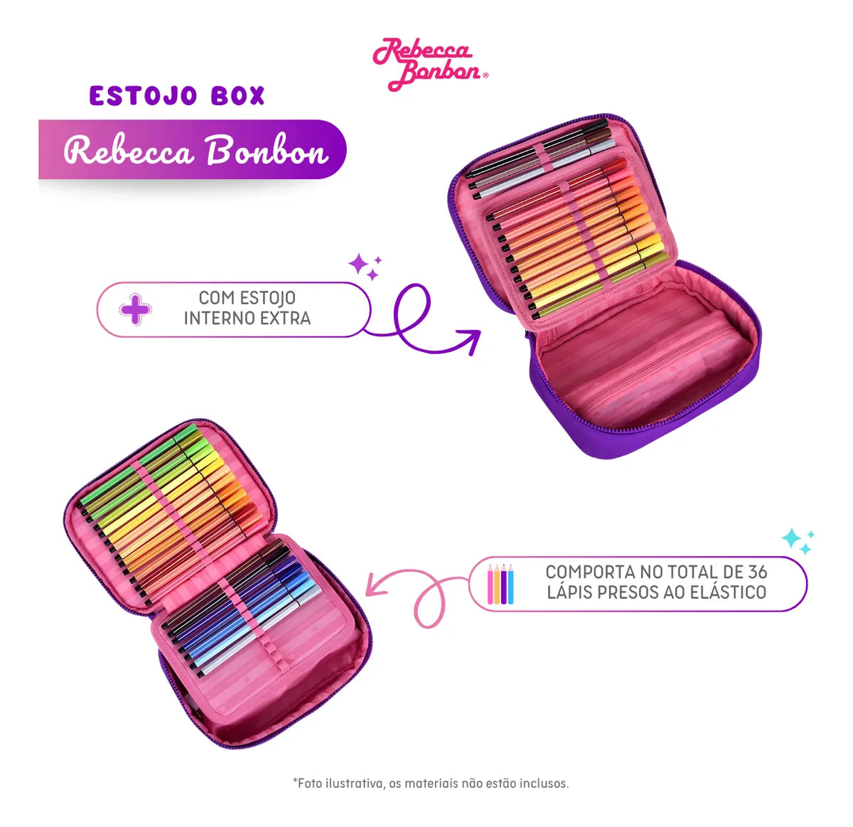 Estojo Rebecca Bonbon Holo Shine 36 Lapis
