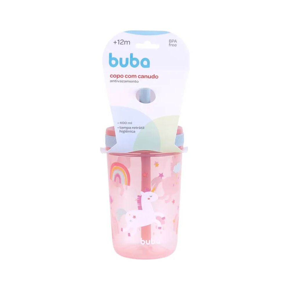 Copo Antivazamento Infantil Buba Magic com Canudo +12M Livre de BPA