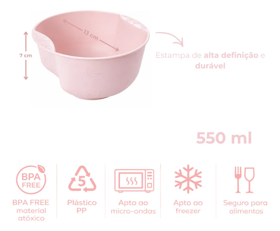 Kit Refeição Infantil Plasútil Jardim Encantado 5 Peças Livre de BPA