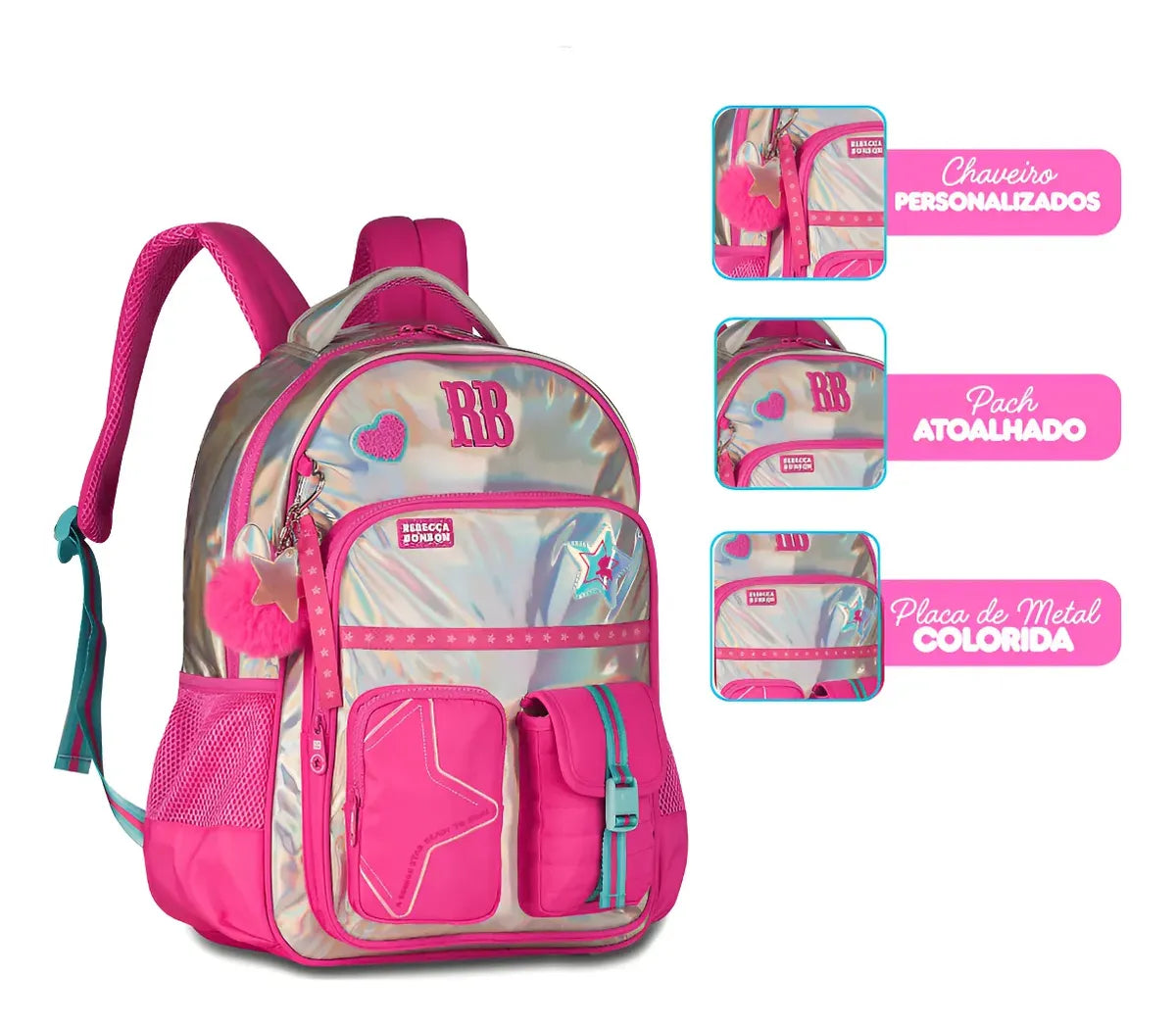 Mochila De Costas Rebecca Bonbon Holo Shine 19