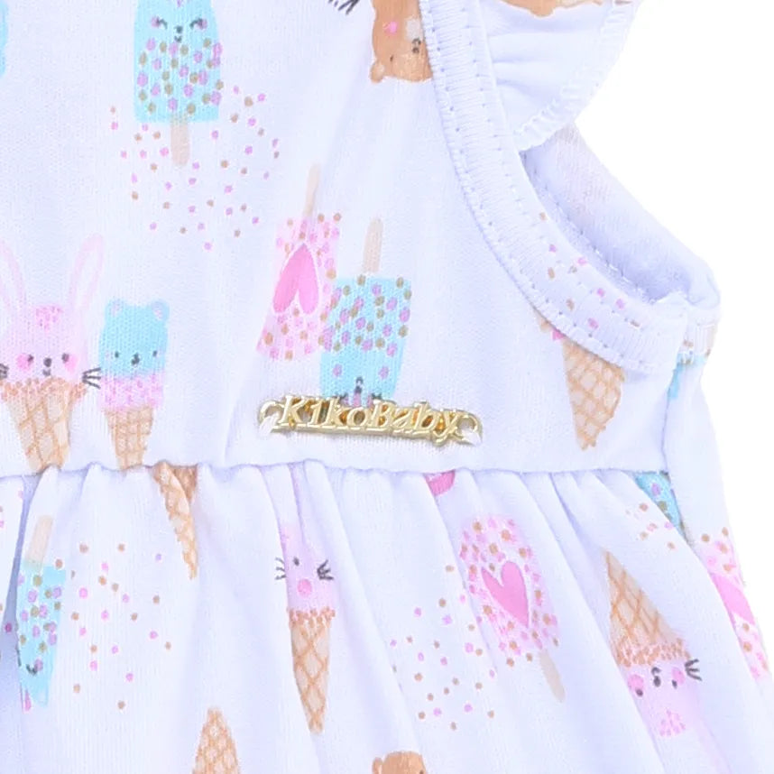 Macacão Infantil Feminino Kiko Baby Curto Sorvetes e Picolés – Conforto e Estilo para o Verão