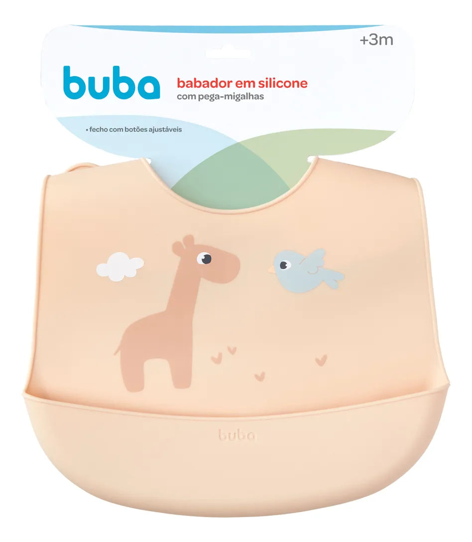 Babador Em Silicone Buba Com Pega Migalhas Cloudy +3 Meses