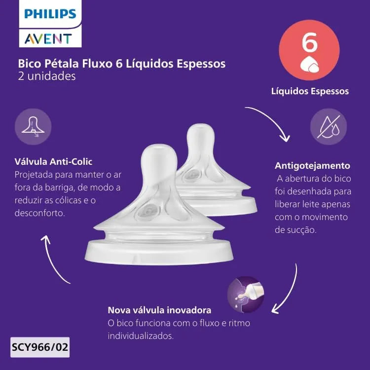 Bico Pétala 3.0 Avent Duplo 6M+ para Líquido Espesso