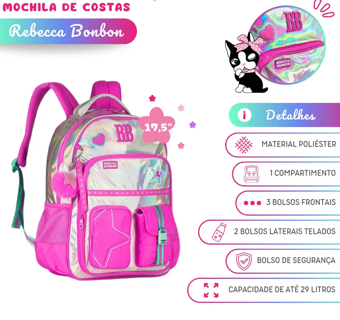 Mochila De Costas Rebecca Bonbon Holo Shine 19
