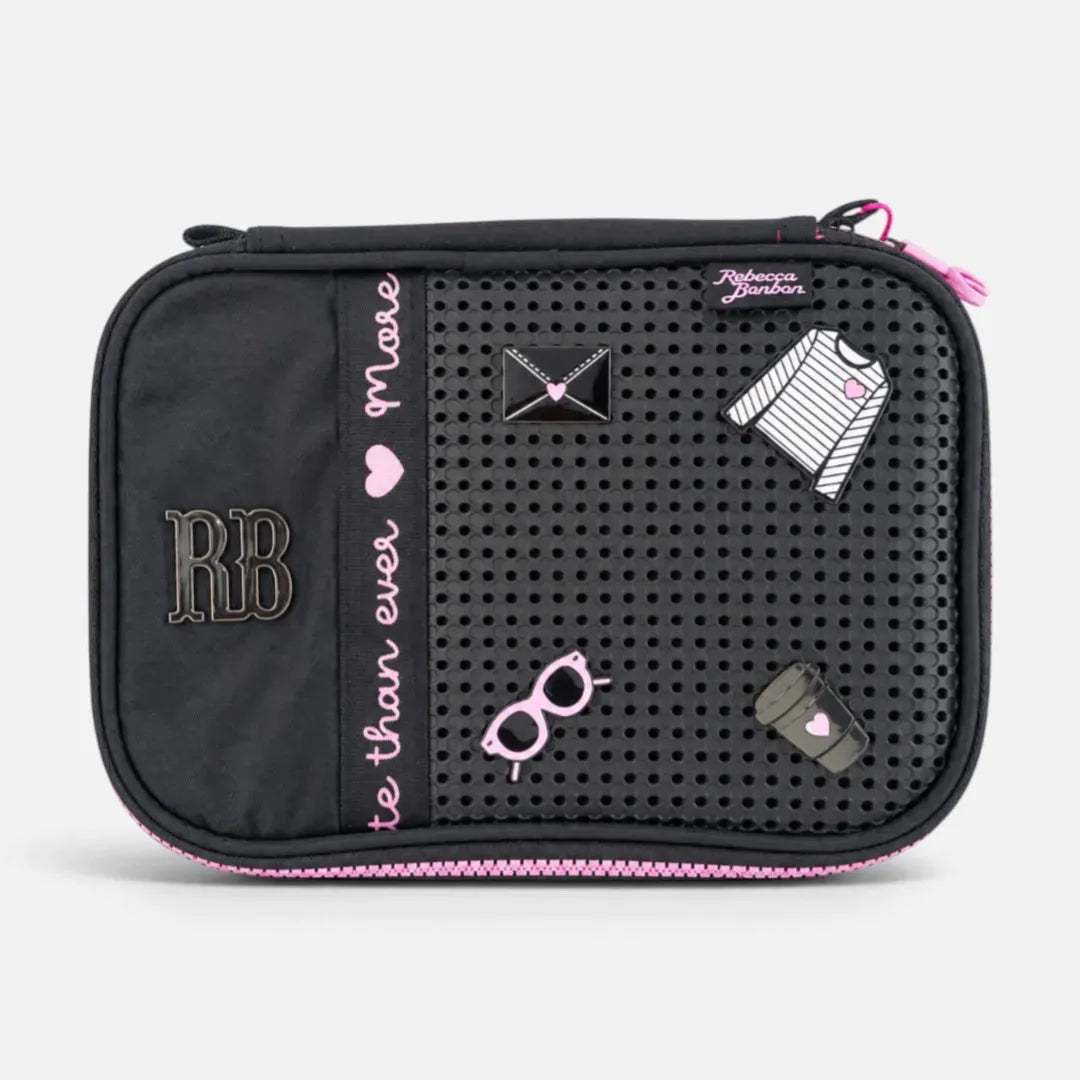 Kit Mochila de Costas Rebecca Bonbon Love 17,5 Oficial com Estojo e Lancheira