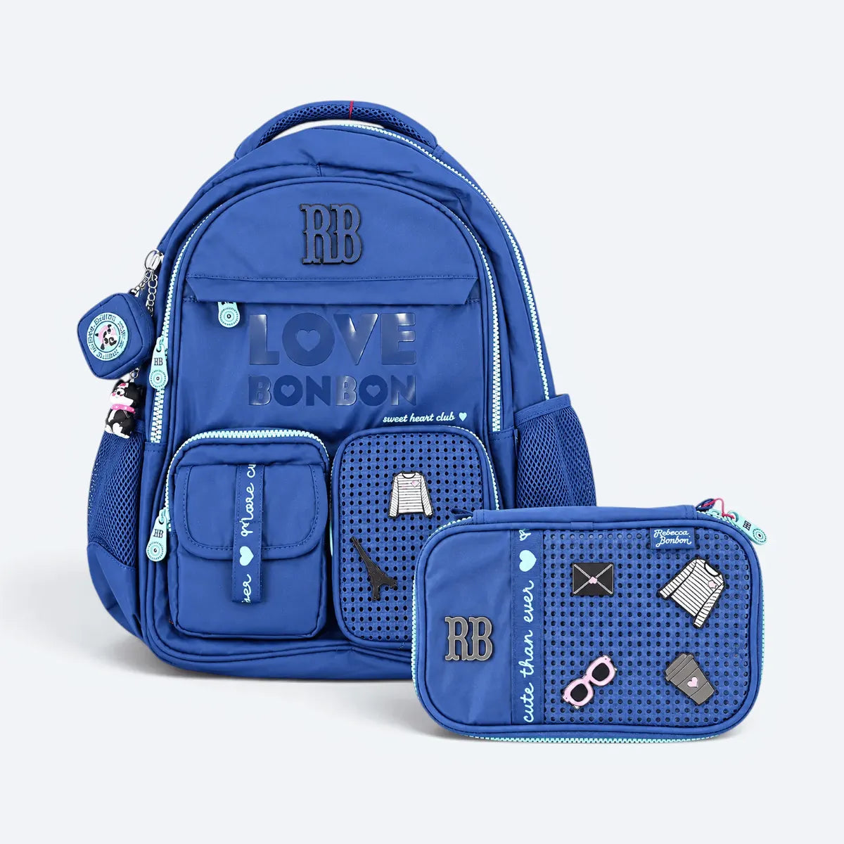 Kit Mochila de Costas Rebecca Bonbon Love 17,5 Oficial com Estojo